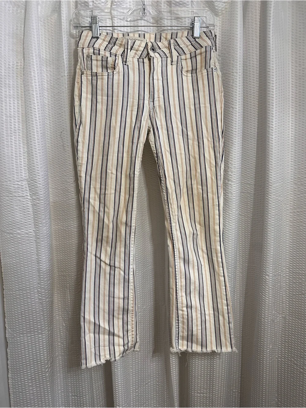 Pilcro and the Letterpress Cream and Blue Striped Cropped Jeans